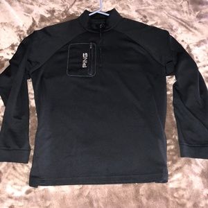 Ping Quarter Zip Sweater/Pullover, Black, Men's L